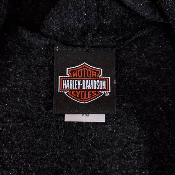 Harley Davidson Womens Size S/M Fringed Embellished Onyx Skull LS Cardigan Gray - Picture 11 of 14